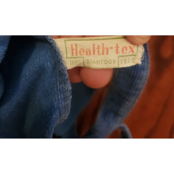 Vintage Health-Tex Blue Corduroy Overalls‎ Cross Stitch Skiers 18 Months - Picture 5 of 5